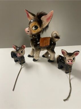 Vintage Ceramic Donkey Family Trio - Made in Japan by Atlas